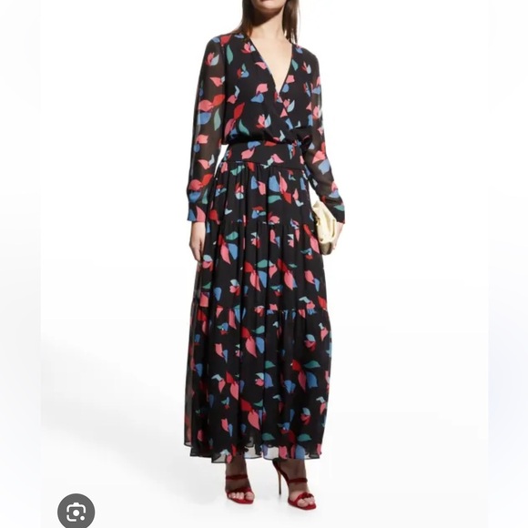 Emporio Armani Tiered abstract print chiffon maxi dress size S/M - Picture 1 of 12